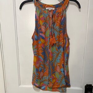 Rose & Olive Orange Multicolor Tropical Tassel Halter Tank